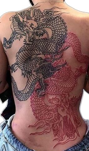 Japanese Tattoos Women, Women Samurai, Dragon Tattoo Back, Black Dragon Tattoo, Japanese Tattoo Women, Dragon Tattoo Meaning, Japanese Back Tattoo, Red Dragon Tattoo, Dragon Tattoos For Men