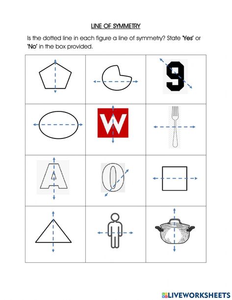 Line Of Symmetry, Symmetry Worksheets, Worksheet Preschool, Concept Map, Grade 6, School Resources, Online Workouts, Preschool Worksheets, Preschool