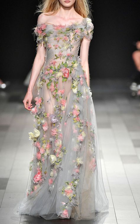 Embroidered Tulle Gown by MARCHESA for Preorder on Moda Operandi Embroidered Tulle, Tulle Gown, Marchesa, A Dress, Embroidered Dress, Moda Operandi, Floral Dress, Floral, Flowers