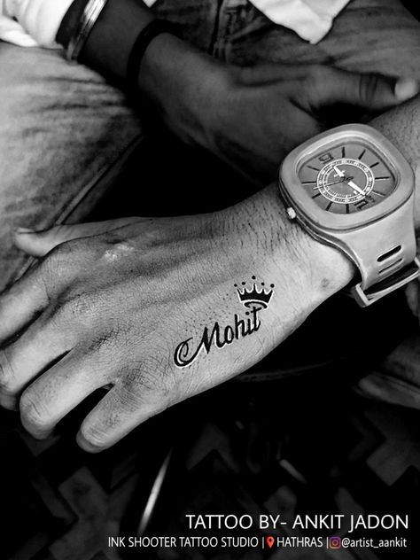 Mohit name tattoo on hand Shooter Tattoo, Name Tattoo On Hand, Tattoo On Hand, Hanuman Photos, Name Tattoo Designs, Name Tattoo, Name Tattoos, Tattoo Images, Tattoo On