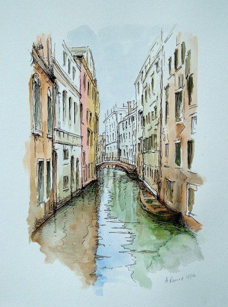 Venice Painting, Watercolor Architecture, Italy Painting, Small Canvas Paintings, Architecture Design Sketch, Architecture Drawing Art, Easy Canvas Painting, Architecture Painting, 수채화 그림