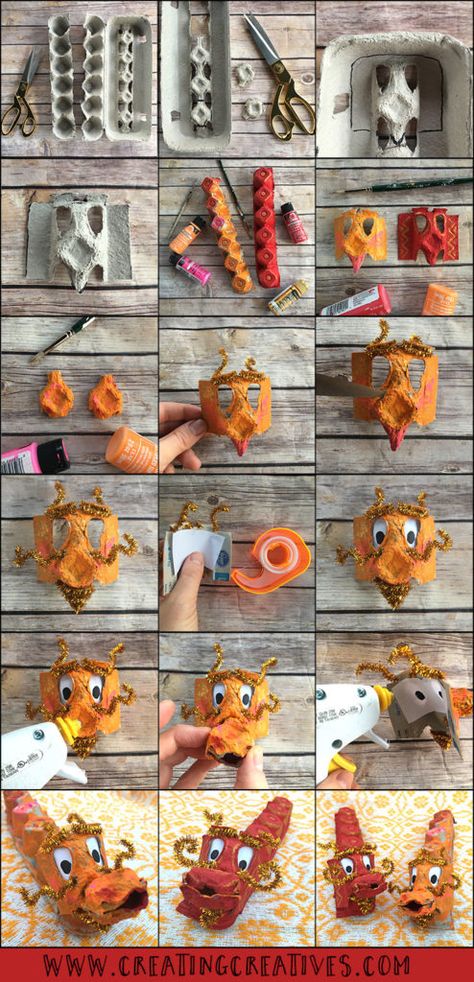 Chinese New Year Craft - Egg Carton Dragon - Creating Creatives Egg Carton Dragon, Easy Kids Art Projects, Chinese New Year Craft, Carton Craft, New Year Craft, Chinese New Year Crafts For Kids, Animals Craft, Chinese New Year Dragon, Chinese New Year Crafts