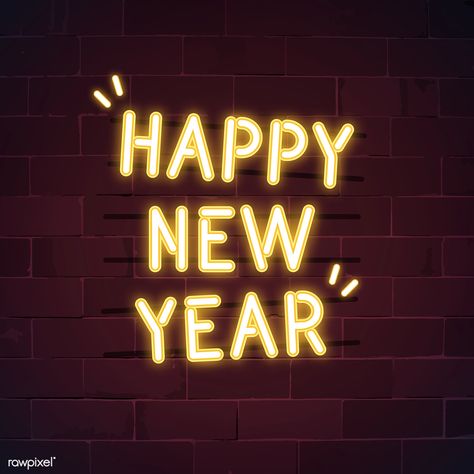 Yellow happy new year neon sign vector | free image by rawpixel.com / NingZk V. New Year Wishes With Name, Happy New Year Neon, Happy New Year Signs, New Year's Eve Countdown, New Year Wishes Messages, New Year Wishes Quotes, New Year Happy, Happy New Year Wallpaper, Neon Words