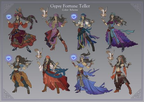 ArtStation - Gypsy Fortune Teller Design, Carrie Le (tags：Fantasy，Concept Art, Character Design) Fortune Teller Concept Art, Fortune Teller Design, Liquid Pearl, Fortune Teller Costume, Witch Drawing, Fortune Tellers, Fantasy Concept, Character Design Sketches, Fortune Teller