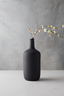 Matte Terracotta Vase, Medium | Anthropologie Black Vases, Classic Vase, Recycled Glass Vases, Chinoiserie Vase, Terracotta Vase, Organic Ceramics, Pedestal Vase, Black Theme, Flower Vases Decoration