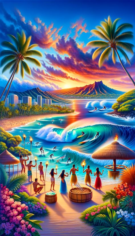 Discover Top Oahu Attractions &amp; Sights! Hawaiian Scenery, Resort Artwork, Hawaii Wallpaper, Waimea Falls, Beach Rainbow, Tropical Scenery, Island Adventure, Traveling Abroad, Aloha Hawaii