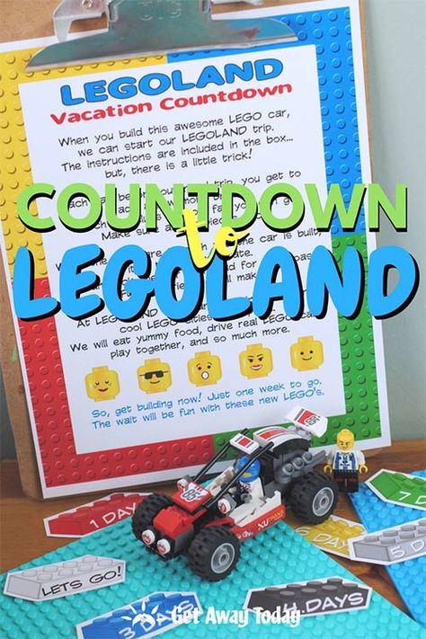 Free Countdown to LEGOLAND Printable Surprise Trip Reveal, Lego Shirts, Vacation Countdown, Surprise Vacation, Legoland California, Legoland Florida, Family Theme, Lego Party, Disney World Vacation