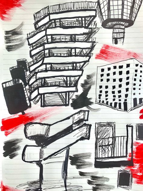 Brutalist Architecture Drawings, Brutalist Art, Brutalist Architecture, Visual Diary, Built Environment, Stage Design, Red And Black, Art Inspo, Poster Art