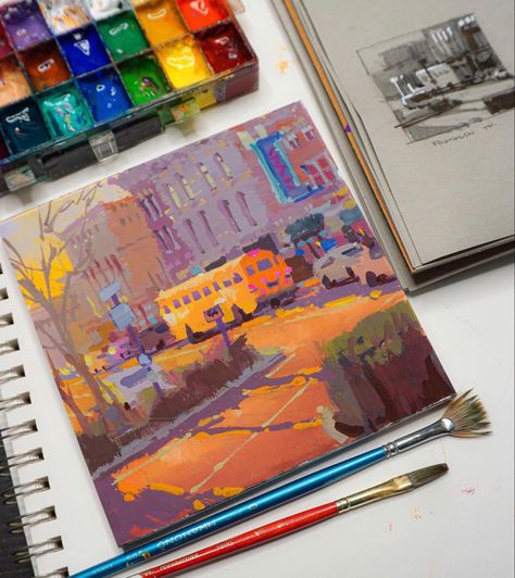 Artbook Design, Gouache Sketchbook, Southern Town, Kunst Inspo, Acrylic Markers, Paint Drawing, Instagram Painting, Gouache Art, Franklin Tn