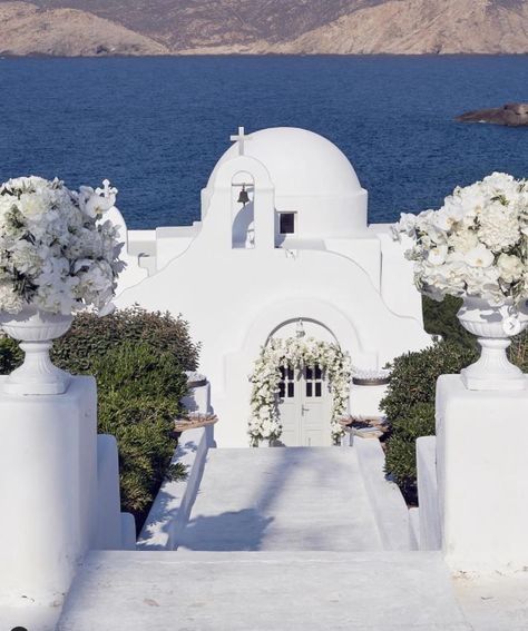 Greek Islands Wedding, Mykonos Wedding, Ceremony Details, Orthodox Wedding, Church Wedding Decorations, Santorini Wedding, Brown Wedding, Wedding Venue Decorations, Greek Wedding