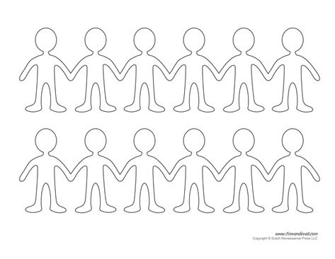 Paper Doll Chain Template Hands Template, Paper People Chain, Friendship Articles, Paper Doll Chain, Christmas Paper Chains, Free Printable Paper Dolls, Paper Doll Printable Templates, Paper Chain, Paper Chains