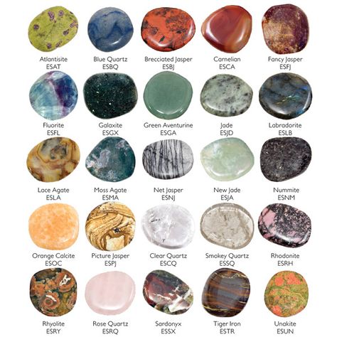 Earth Stones (5 lb Display) | Pocket Stones | Worry Stones | Wholesale Gifts | Natural Gifts Crystal Identification, Gemstones Chart, 그림 낙서, Pretty Rocks, Crystal Healing Stones, Wholesale Gifts, Worry Stones, Minerals And Gemstones, Rocks And Gems