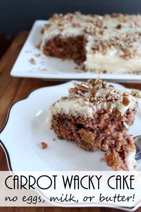 Wacky Carrot Cake Recipe, Cake Recipe No Eggs, Wacky Cake Recipe, Crazy Cake Recipes, Wacky Cake, Crazy Cake, Egg Cake, Carrot Cake Recipe, Crazy Cakes