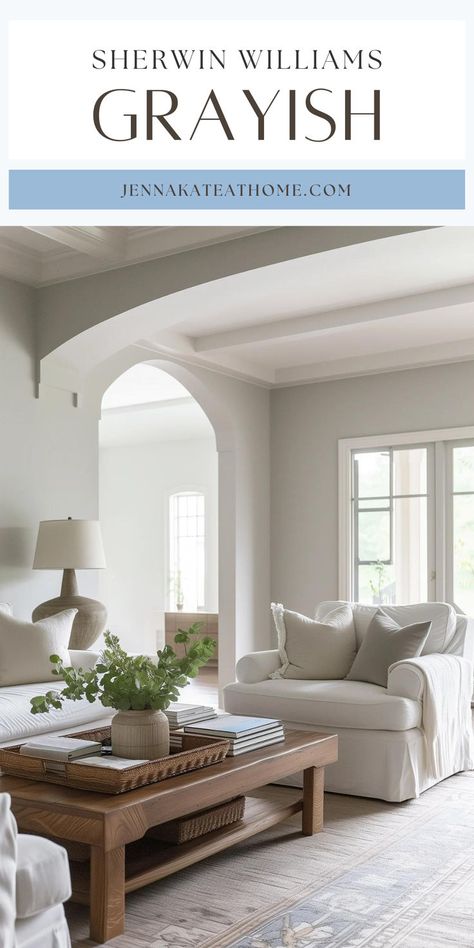 Grayish is a beautiful blend of warm and cool tones that makes it perfect for many spaces! It's beautiful for the exterior of your house, and looks amazing on interior spaces too. With purple undertones, it's a sophisticated, elegant shade of gray. Sherwin Williams Grayish, Shade Of Gray, Gray Paint, Cool Tones, Sherwin Williams, Paint Color, Interior Spaces, Exterior, Paint