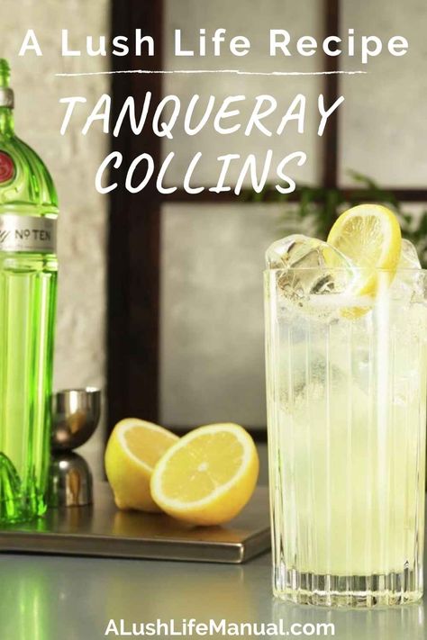 Who is Tom Collins and why does he have a cocktail named after him? Discover why, plus make the recipe with Tanqueray No.Ten! Tanqueray 10 Cocktails, Tanqueray Drinks Recipes, Tanqueray Gin Cocktails, Tanqueray Drinks, Tom Collins Recipe, Collins Cocktail, Tanqueray Gin, Cocktail Recipe Book, Cocktail Names