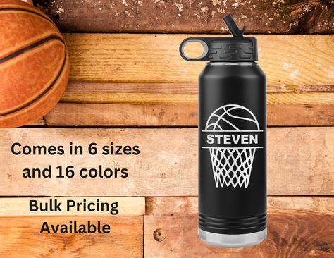 Basketball Water Bottles, Team Water Bottles, Coach Tumbler, Laser Christmas, Engraved Water Bottles, Basketball Coach Gifts, Water Bottle Personalized, Water Bottle Gift, Personalized Basketball