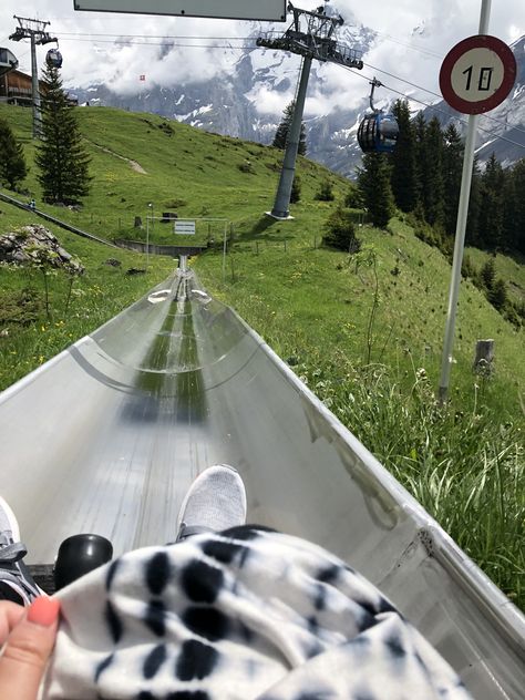 Toboggan ride Kandersteg, Switzerland #views #travel #europe #toboggan #slide #cozys #Adidas Switzerland Slide, Kandersteg Switzerland, Switzerland Aesthetic, Fall Vacation, Urban Landscape Design, Lucerne Switzerland, Fall Vacations, Honey Moon, Luge