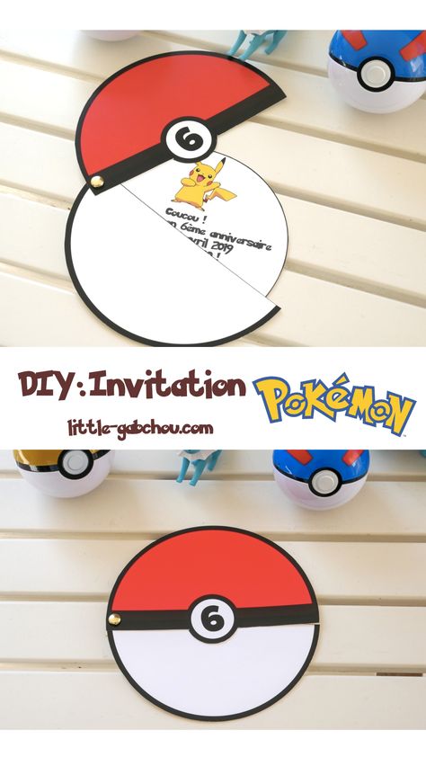 DIY: créer une invitation d'anniversaire mobile sur le thème des Pokemon Pokemon Birthday Invites, Pokemon Birthday Card, Pokemon Party Decorations, Pokemon Invitations, Pokemon Themed Party, Diy Birthday Invitations, Pokemon Diy, Diy Invitation, Pokemon Birthday Party