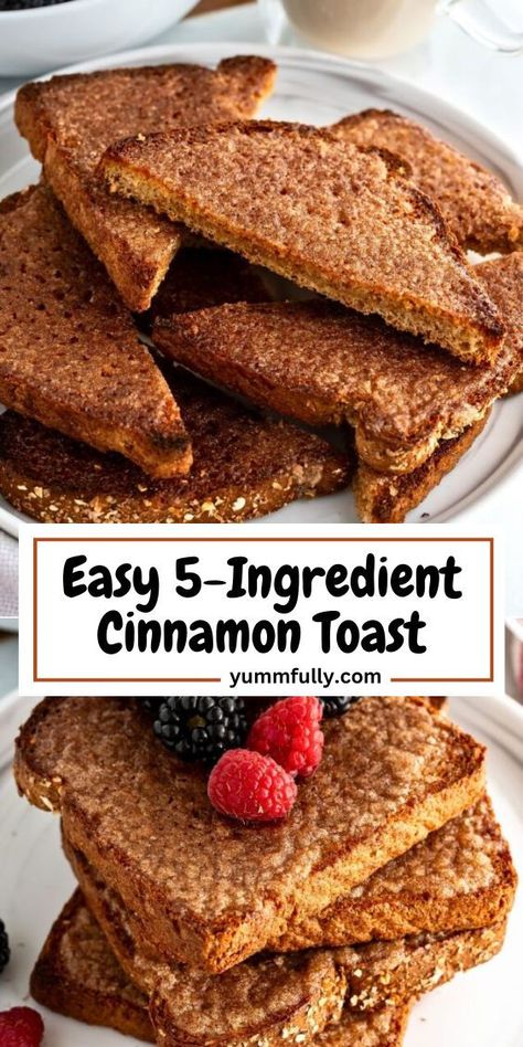 Sweet and crispy cinnamon toast is the perfect breakfast or brunch item, and all you need to make it is butter, cinnamon, sugar, vanilla extract, and toast! Simply mix all ingredients, spread, and toast. Serve it alongside eggs, pancakes, or just your morning coffee! Healthy Cinnamon Snacks, Pot Bread, Toast Recipe Breakfast, Breakfast Bakes, Breakfast Spread, Butter Cinnamon, Breakfast Goodies, Pancake Syrup, Recipe Breakfast