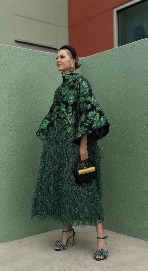 Green Instagram, Damask Dress, Blair Eadie, Jacquard Top, Atlantic Pacific, Feather Skirt, Brocade Dresses, Classy Dress Outfits, Latest African Fashion Dresses