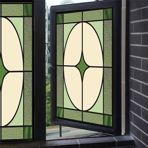 Custom Size Stained Glass Film Non-adhesive Electrostatic - Etsy New Zealand Art Deco Window, Balcony Window, Stained Glass Window Film, Decorative Window Film, Frosted Windows, Window Film Privacy, Static Cling, Curtains Window Treatments, Glass Film