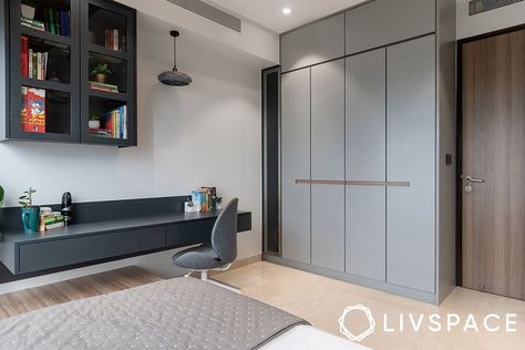 Dressing Table Inside Wardrobe, Contemporary Style Bedroom Design, Grey Wardrobe Bedroom, Different Bedroom Styles, Modern Traditional Living Room, Contemporary Style Bedroom, Grey Wardrobe, Contemporary Style Kitchen, Light Gray Cabinets