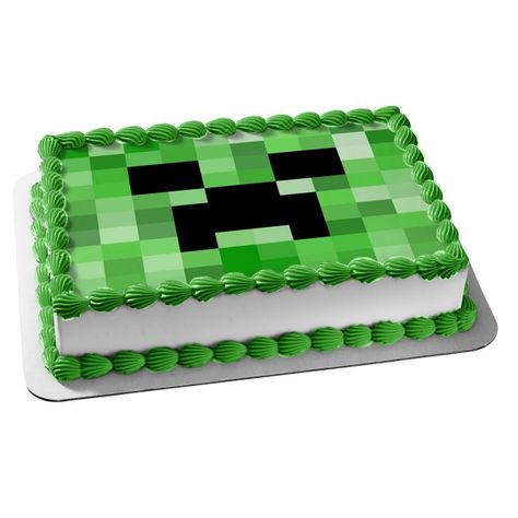 Pastel Minecraft, Creeper Cake, Minecraft Birthday Cake, Edible Image Cake Topper, Torte Cupcake, Edible Image Cake, Edible Cupcake Toppers, Minecraft Birthday Party, Birthday Places