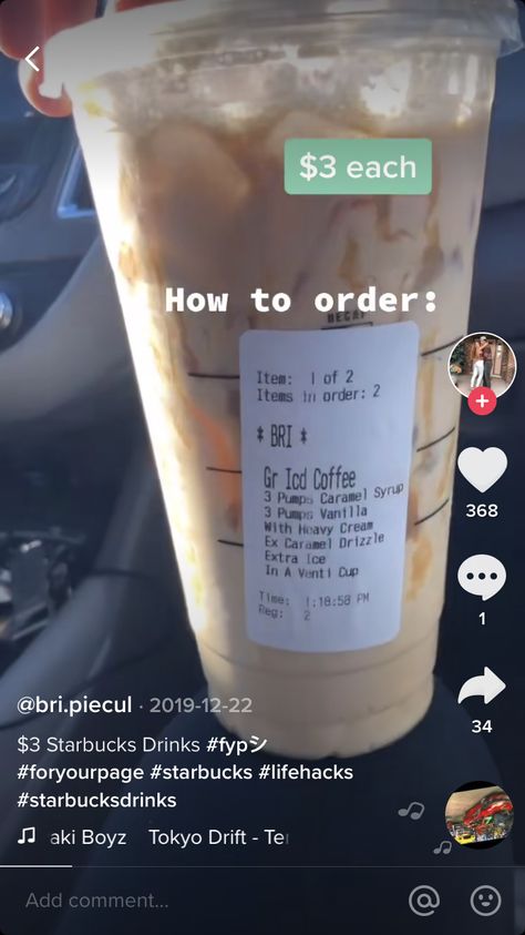 3 Dollar Starbucks Drinks, Cheap Starbucks Drinks, Starbucks Specialty Drinks, Starbucks Secret Menu Recipes, Cold Starbucks Drinks, Starbucks Orders, Starbucks Order, Starbucks Drinks Diy, Secret Starbucks Recipes