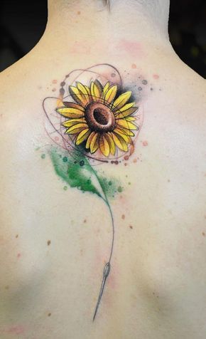 Watercolor Sunflower Tattoo, Sunflower Tattoo Meaning, Sunflower Tattoo Thigh, Sunflower Tattoo Simple, Tattoo Sunflower, Sunflower Tattoo Sleeve, Sunflower Tattoo Shoulder, Tattoo Placements, Watercolor Tattoo Flower