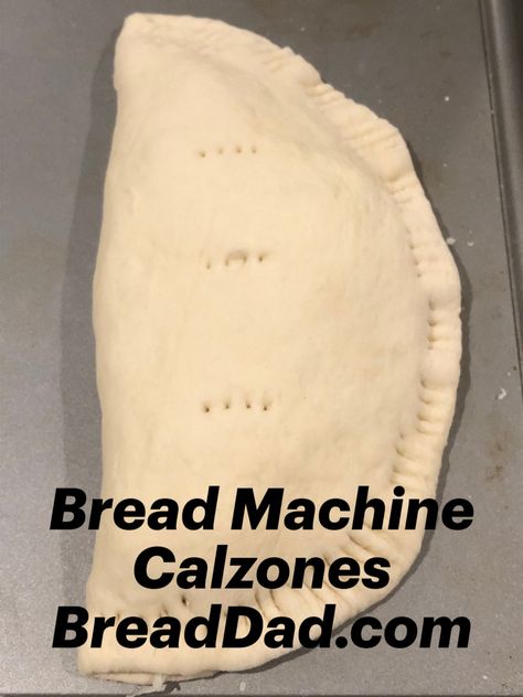 This bread machine calzone recipe allows you to create delicious cheesy calzones at home. The bread machine does all of the hard work (such as mixing the ingredients & kneading the dough). Visit Bread Dad (BreadDad.com) for more easy bread machine recipes. #BreadMachineRecipes #BreadMakerRecipes #BreadMachineCalzone #BreadMachineCalzoneRecipe #BreadMachineCalzoneDough #BreadMakerCalzone #BreadMakerCalzoneRecipe #BreadMakerCalzoneDough Calzone Dough Bread Machine, Bread Machine Calzone Dough, Bread Machine Cookie Dough Recipes, Bread Machine Ideas, Bread Machine Pasta Dough, Breadman Bread Machine Recipes, Bread Machine Dough Recipes, Dough In Bread Machine, Pizza Dough Recipe Bread Machine