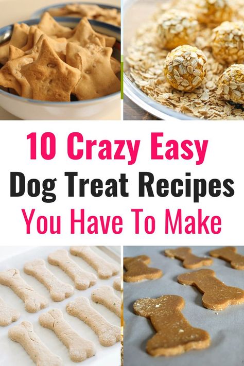 If you’re feeling inspired to make homemade dog treats but are short on time, don’t stress. There are plenty of easy dog treat recipes that come together in a matter of minutes. In fact, we’ve gathered 10 awesome recipes that only require four ingredients or less! Pet Recipes, Homemade Dog Cookies, Pet Treats Recipes, Easy Dog Treat Recipes, Dog Treats Homemade Easy, Dog Biscuit Recipes, Easy Dog Treats, Healthy Dog Treats Homemade, Doggie Treats