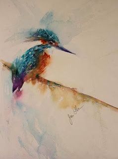 Jean Haines   WATERCOLOR Jean Haines, Kingfisher Art, Hummingbird Painting, Bird Watercolor Paintings, Loose Watercolor, Watercolor Painting Techniques, Painting Videos, Watercolor Inspiration, Watercolor Bird