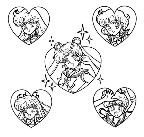 Sailor Moon Tattoo Stencil, Sailor Moon Flash Tattoo, Sailor Moon Outline, Study Tattoo, Moon Outline, Small Dragon Tattoos, Sailor Moon Tattoo, Tattoo Zeichnungen, Tattoo Flash Sheet