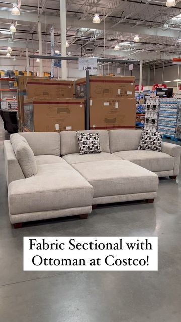 Costco Empties on Instagram: "Fabric sectional with ottoman @costco This sectional comes with a huge matching ottoman and throw pillows. The cushions also zip on and off! $1599.99 #costco #costco_empties #costcofinds #costcohome #sectionalsofa #sectional #homedecor #homedesign #livingroomdecor #familyroomdecor" Costco Living Room Furniture, Costco Couch Sectional, Costco Sectional Sofa, Best Sectionals For Families, Costco Sofa, Costco Sectional, Costco Couch, Best Sectional Couches, Costco Furniture