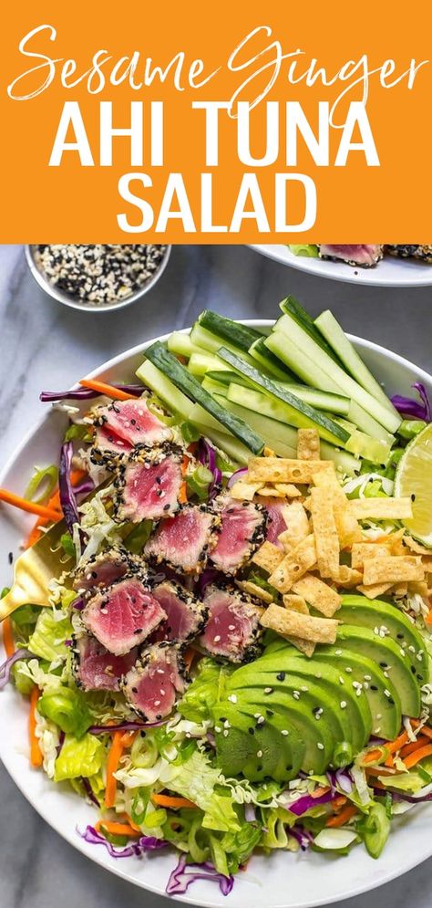 Salad With Sesame Ginger Dressing, Sashimi Tuna, Ahi Tuna Recipe, Seared Tuna Steaks, Ahi Tuna Salad, Carrot Ginger Dressing, Ahi Tuna Steak, Sesame Ginger Dressing, Seared Tuna