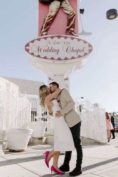 Click to see more of Magdi & Hadi's fun elopement! They love the classic, vintage vibes of Las Vegas and A Little White Chapel was the perfect venue that aligned with their vision. Las Vegas Elopement Inspo | Vegas Elopement Inspiration | Vegas Wedding Photographer | Las Vegas Wedding | Vegas Fremont Street Photos | Vegas Elopement Outfits Las Vegas Renewal Of Vows, Wynn Las Vegas Wedding, Little White Chapel Vegas, Vintage Vegas Wedding, Vegas Wedding Aesthetic, Elvis Vegas, Vegas Elopement Photography, Vegas Wedding Elopement, Vegas Wedding Dress