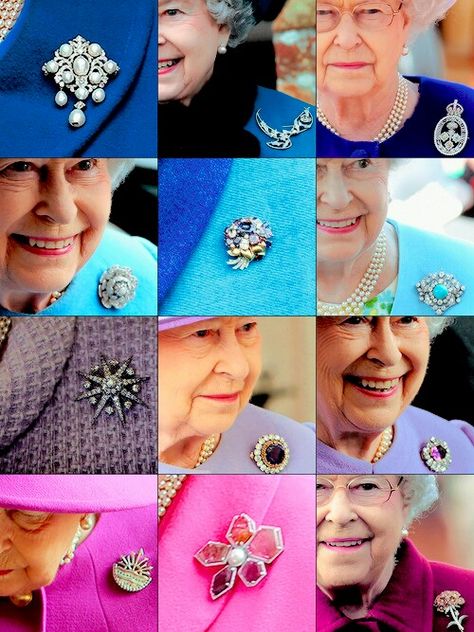 Source mymrharrywales. Queen Elizabeth II brooches. Queen Elizabeth Jewels, Royal Family Jewels, Pictures Of Queen Elizabeth, Royal Jewellery, Royal Crown Jewels, Rainha Elizabeth Ii, Queens Jewels, Elizabeth Jewelry, Royal Crowns