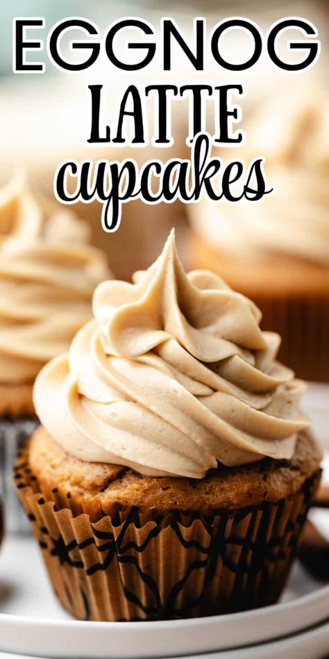 Eggnog Baked Goods, Eggnog Recipes Desserts, Christmas Cupcake Flavors, Recipes Using Eggnog, Perfect Cupcake Recipe, Homestead Food, Eggnog Cupcakes, Espresso Buttercream, Eggnog Dessert