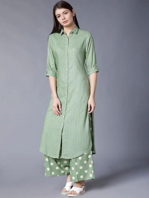 New Stylish Dress Design, New Stylish Dress, Striped Kurta, Silk Kurti Designs, New Kurti Designs, Simple Kurta Designs, Designer Kurti Patterns, Simple Kurti Designs, Long Kurti Designs