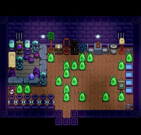 stardew valley slime hutch design Stardew Slime Hutch Layout, Slime Hutch Layout, Stardew Valley Slime Hutch Layout, Slime Hutch Stardew Valley, Stardew Valley Slime Hutch, Slime Farm, Stardew Valley Layout, Stardew Valley Tips, Stardew Valley Farms