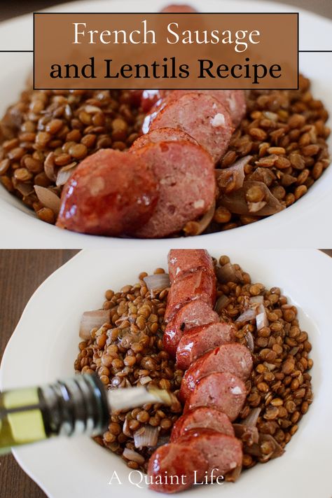 French Sausage, Sausage Lentil, Lentils And Sausage, Lentils Recipe, One Pan Meal, Scratch Cooking, French Lentils, One Pot Meal, One Pot Dishes