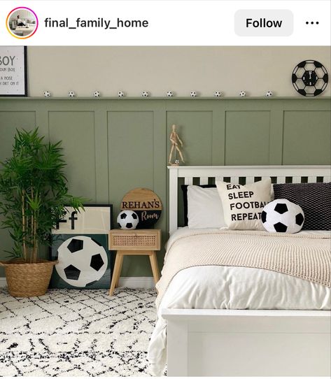 Boys Soccer Bedroom, Football Theme Bedroom, Soccer Themed Room, Boys Football Bedroom, Soccer Themed Bedroom, Soccer Bedroom, Soccer Room, Football Rooms, Football Bedroom