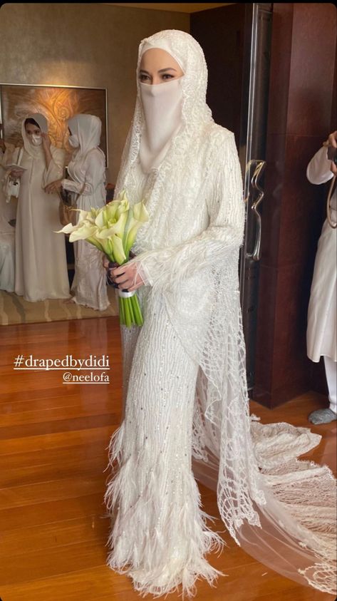 Akad Nikah Dress, Baju Wedding, Malay Wedding Dress, Bridal Hijab Styles, Muslim Wedding Gown, Nikah Outfit, Baju Kahwin, Muslimah Wedding Dress, Nikah Dress