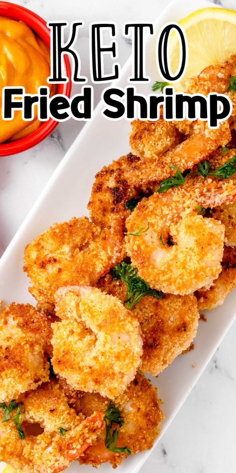 This easy to make Keto Fried Shrimp with almond flour is the perfect low carb fried shrimp recipe. Made with simple ingredients this tasty keto fried shrimp recipe is one the whole family will love. Keto Fried Shrimp Recipes, Keto Fried Shrimp, Fried Shrimp Recipe, Shrimp Keto, Crispy Fried Shrimp, Air Fryer Recipes Low Carb, Fried Seafood, Fried Shrimp Recipes, Keto Shrimp Recipes