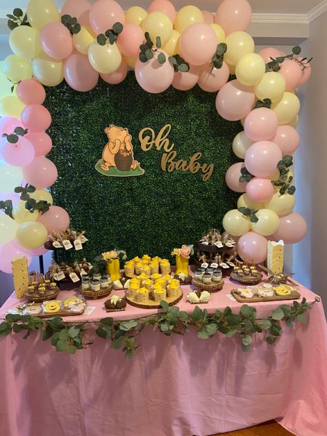 Pink Pooh Baby Shower Ideas, Weenie The Pooh Baby Shower Ideas Girl, Winne The Pooh Baby Shower Girl, Winnie The Pooh Baby Shower For Girl, Disney Baby Shower Ideas Girl, Baby Shower Ideas Disney, Pooh Bear Baby Shower Ideas Girl, Winnie De Pooh Baby Shower Ideas, Winnie The Pooh Baby Shower Backdrop