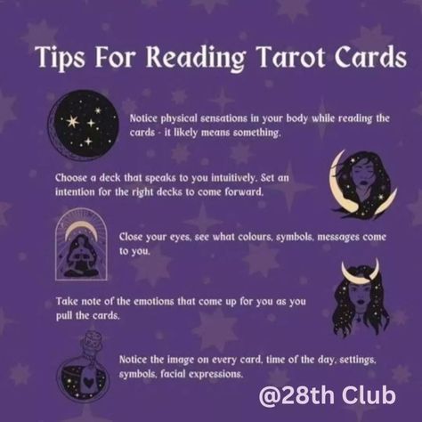 #tarottips for #tarotreadersofinstagram Follow @28th__club for more #tarot #tarotcommunity #tarotcards #tarotreading #tarotonline Different Types Of Tarot Readings, Tarot Reading Beginners, How To Charge Tarot Cards, Tarot Card Information, Tarot Beginner Tips, Tarot Card Rules, Tarot Cards Beginner, How To Pull Tarot Cards, Tarot Study Guide