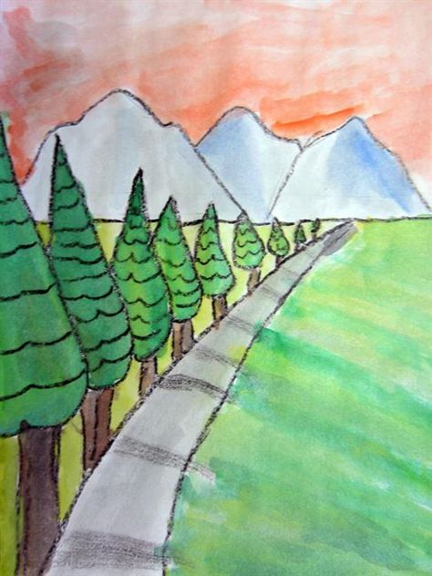 Check out Haleigh546's artwork on Artsonia, the largest student art museum on the web. Don't forget to join the fan club and leave a comment on the website. Cc Drawing, Landscape Art Lessons, One Point Perspective, 4th Grade Art, 5th Grade Art, 3rd Grade Art, Classroom Art Projects, Point Perspective, Classical Conversations