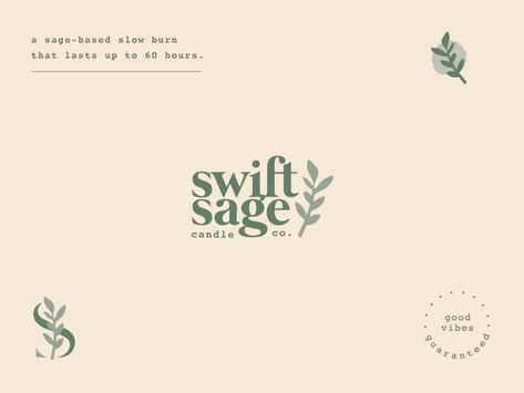 Sage Design, Green Branding, Desain Tote Bag, Candle Logo, Sage Candle, Florist Logo, Coffee Shop Logo, Logos Ideas, Logo Floral