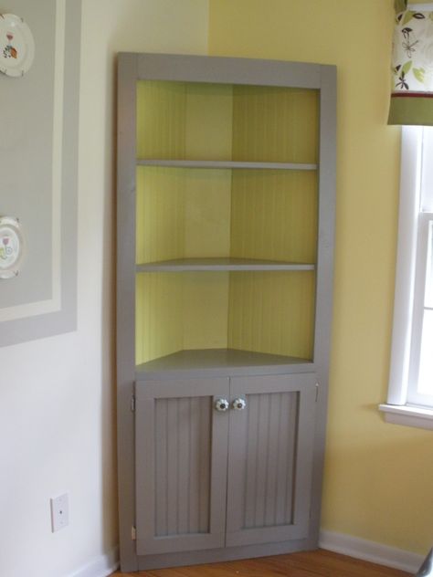 Diy Corner Cabinet, Corner Cabinet Ideas, Decorating Advice, Cabinet Ideas, Corner Cabinet, In The Corner, Corner Shelves, Remodel Bedroom, Furniture Projects