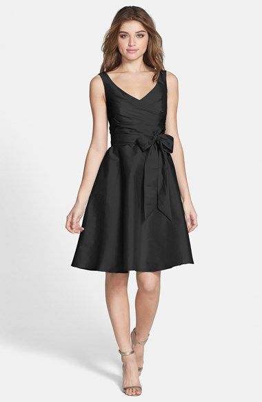 Alfred Sung Satin Fit & Flare Dress available at #Nordstrom - bridesmaid dress ideas Semi Formal Dresses For Wedding, Semi Formal Wedding Attire, Cocktail Length Dress, Formal Wedding Attire, Semi Formal Wedding, Below The Knee Dresses, Semi Formal Wear, Alfred Sung, Grunge Dress